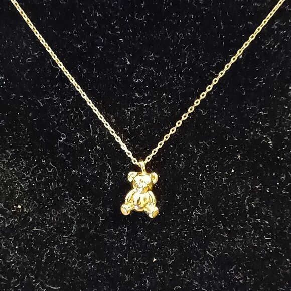 Gold Tone Teddy Bear Pendant Necklace - Picture 4 of 5